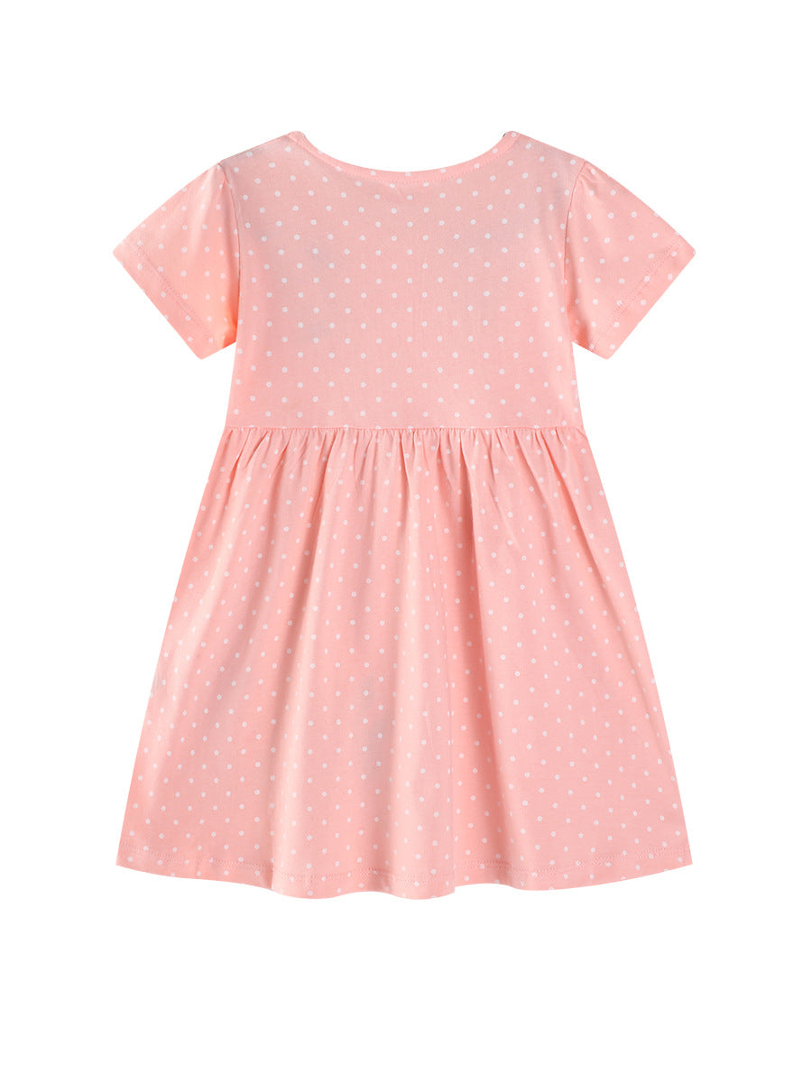 Skirts Summer Round Neck Short Sleeve Cute Little Children's Dress