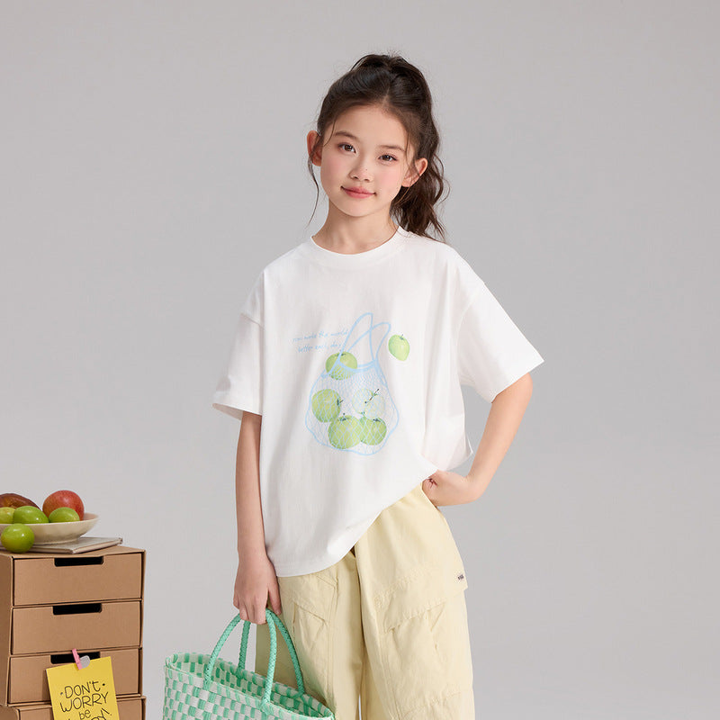 Children's Summer Cartoon Fruit Printed Short-sleeved Cotton Children's T-shirt