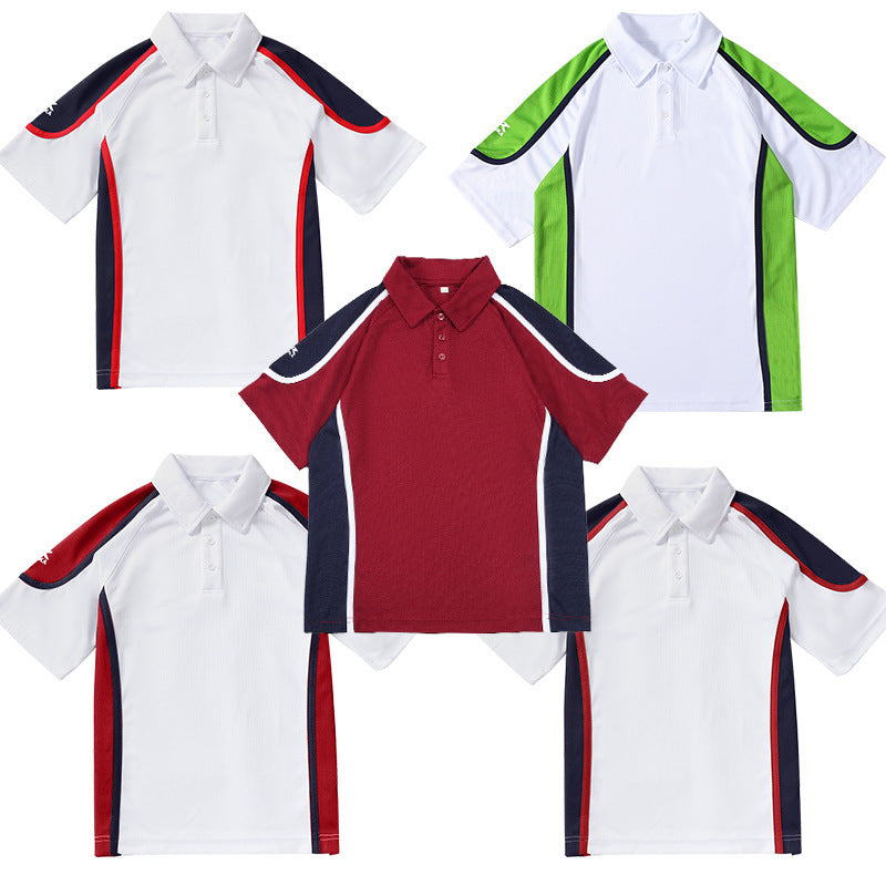 Children's School Junior High Uniform Boys Summer Bird Eye Short Sleeve Children's T-shirt