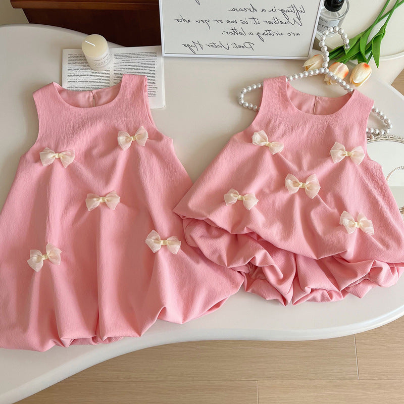 Summer Bowknot Cute Fashionable Sleeveless Bud Vest Children's Dress