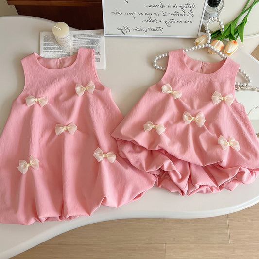 Summer Bowknot Cute Fashionable Sleeveless Bud Vest Children's Dress