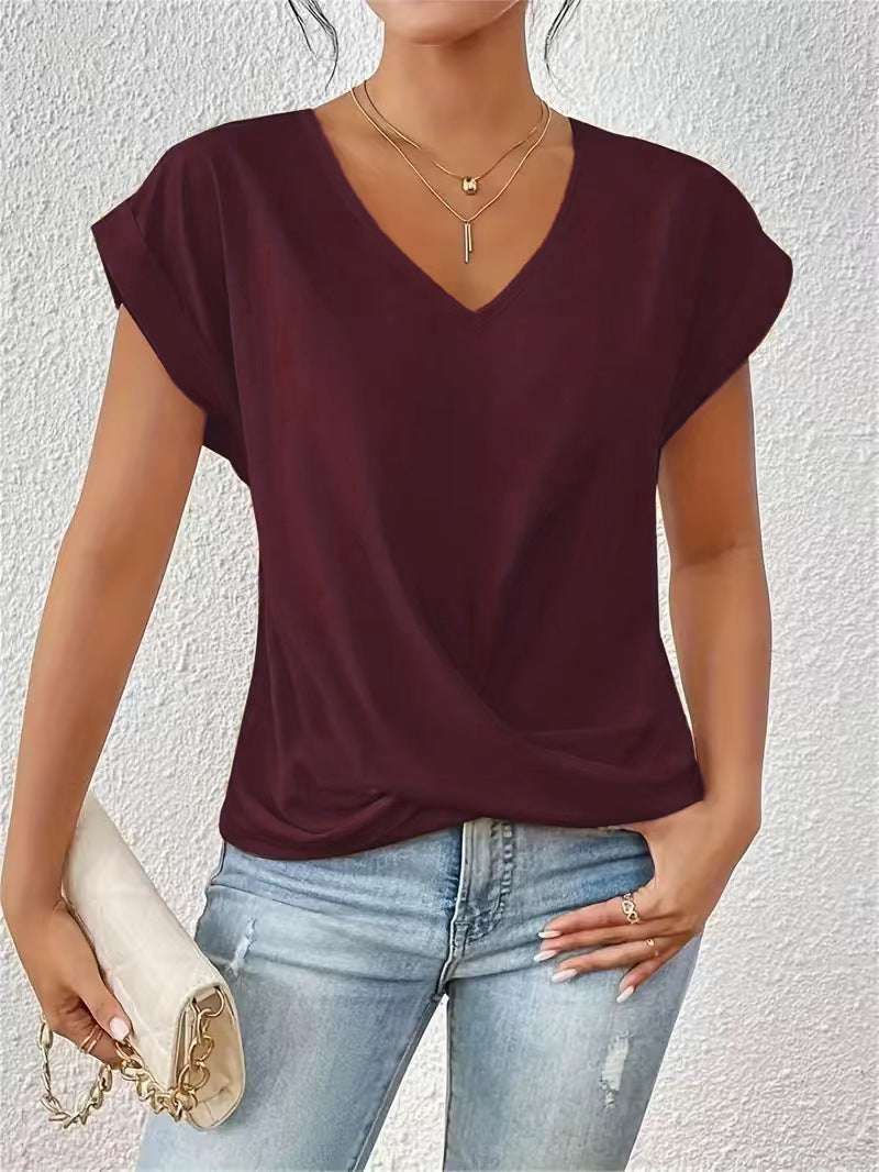 Popular Women's Solid Color Elegant Sleeve Women's T-shirt