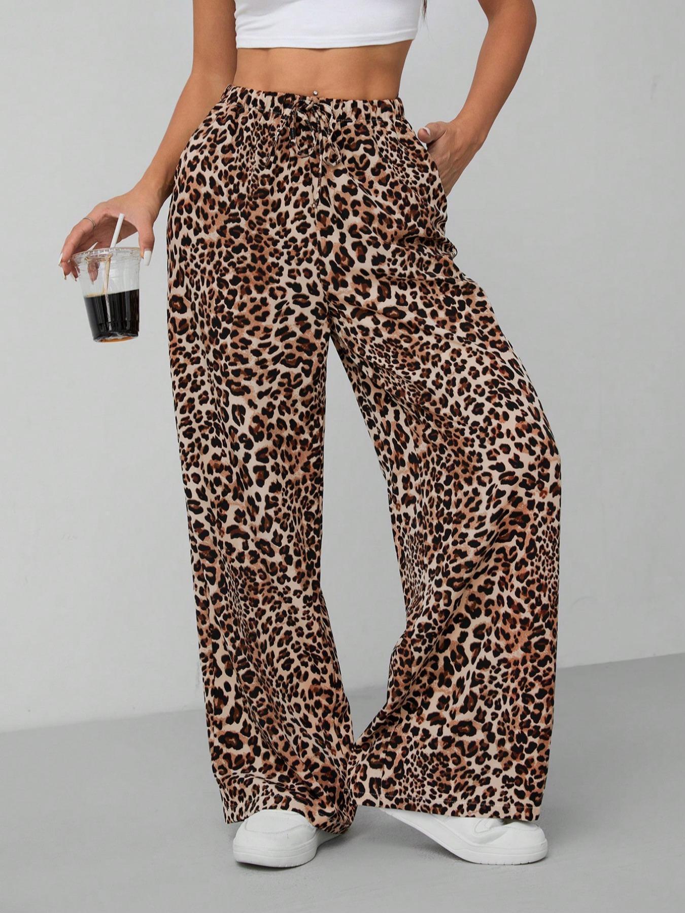 Casual Women's Leopard Print Fashion Trousers Casual Pants