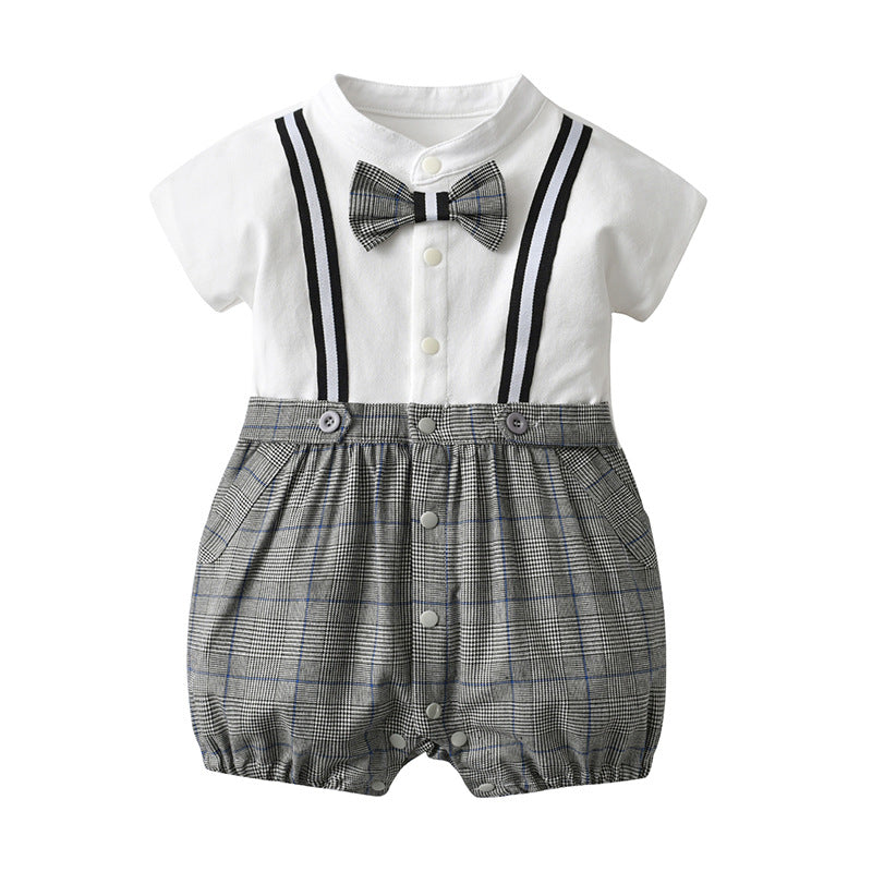 Handsome Boy Gentleman Strap Romper Days Old One Year One-piece Jumpsuit, Climbing Suit