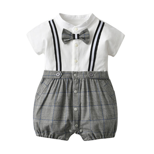 Handsome Boy Gentleman Strap Romper Days Old One Year One-piece Jumpsuit, Climbing Suit