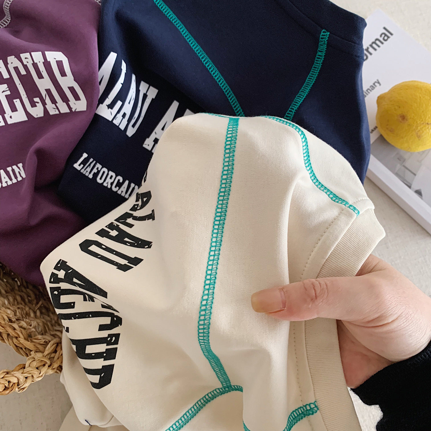 Children's Long-sleeved Raglan Sleeve Spring Stitching Antibacterial Stretch Soft Children's T-shirt