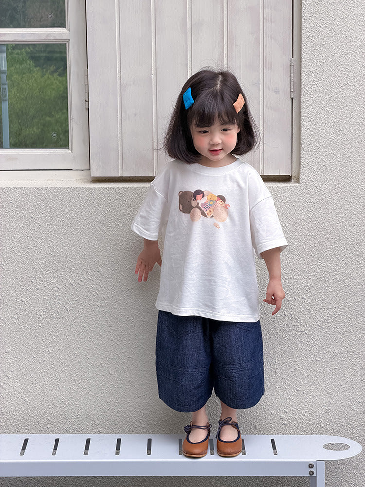 Children's Summer Korean Cartoon Bear Short-sleeved For Boys Digital Children's T-shirt