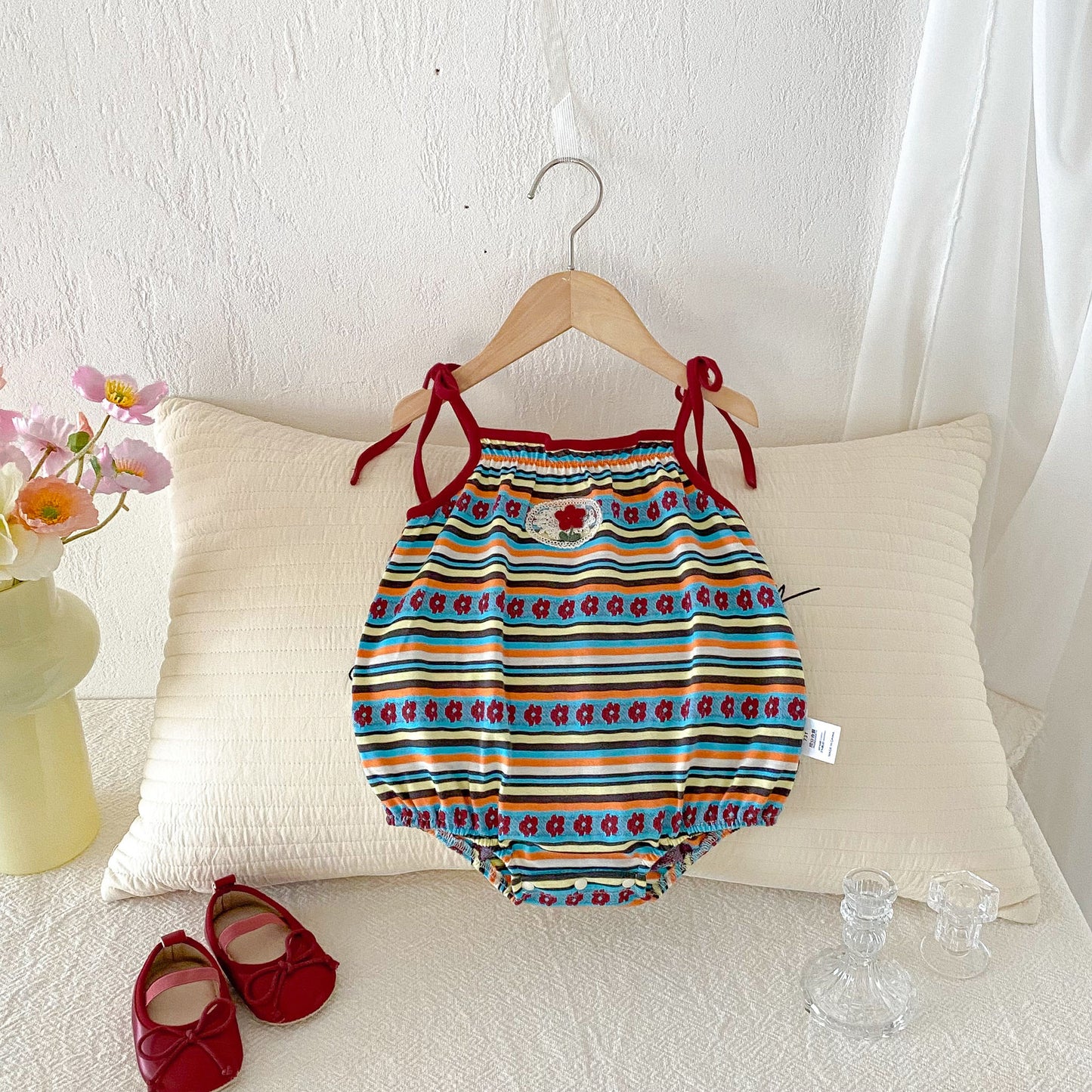 Summer Thin Clothes Fashionable Retro Striped Sling Romper Born Jumpsuit Jumpsuit, Climbing Suit