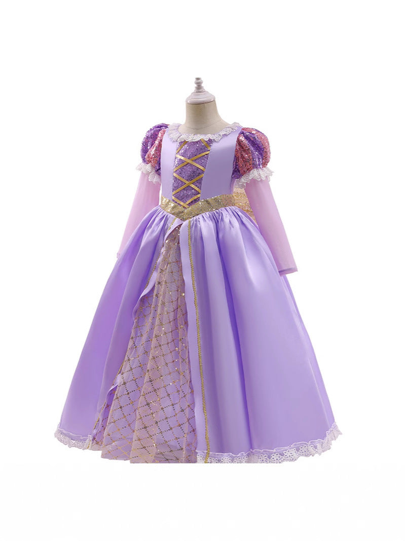 Children's Long Sleeve Frozen Shirt Festival Bow Clothing Hair Children's Dress