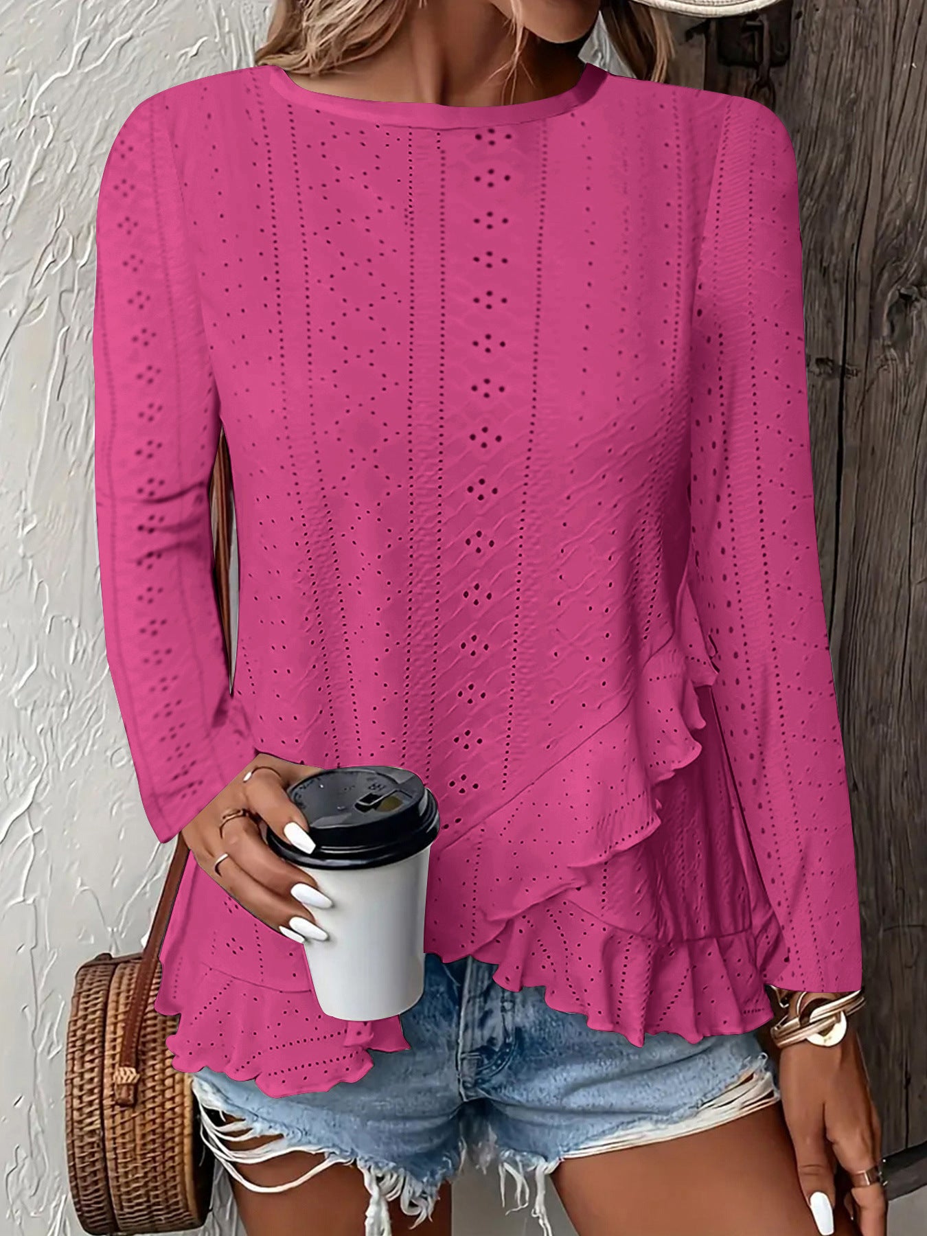 Women's Fashion Casual Solid Color Long Sleeve Women's T-shirt