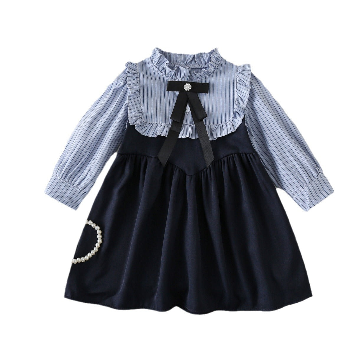 Children's Stitching Autumn Sweet Long Sleeve Skirt Shirt Little Children's Dress