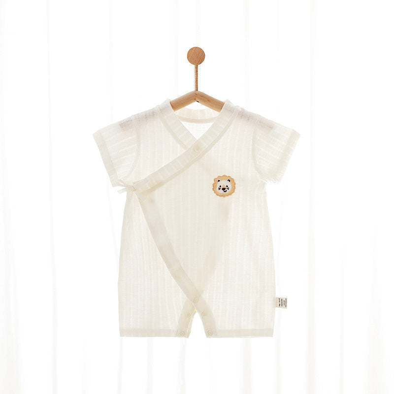 Thin Gown Cotton Jumpsuit Romper Four Sleeping Air Conditioning Pure Jumpsuit, Climbing Suit