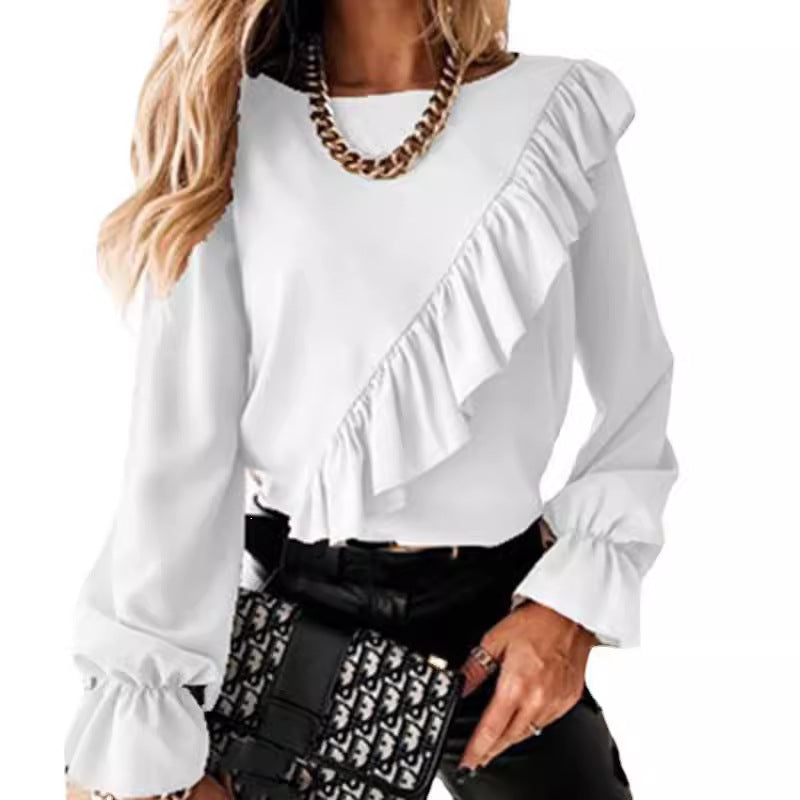 Women's Shirt Temperament Commute Solid Color Long Sleeve Chiffon Blouse