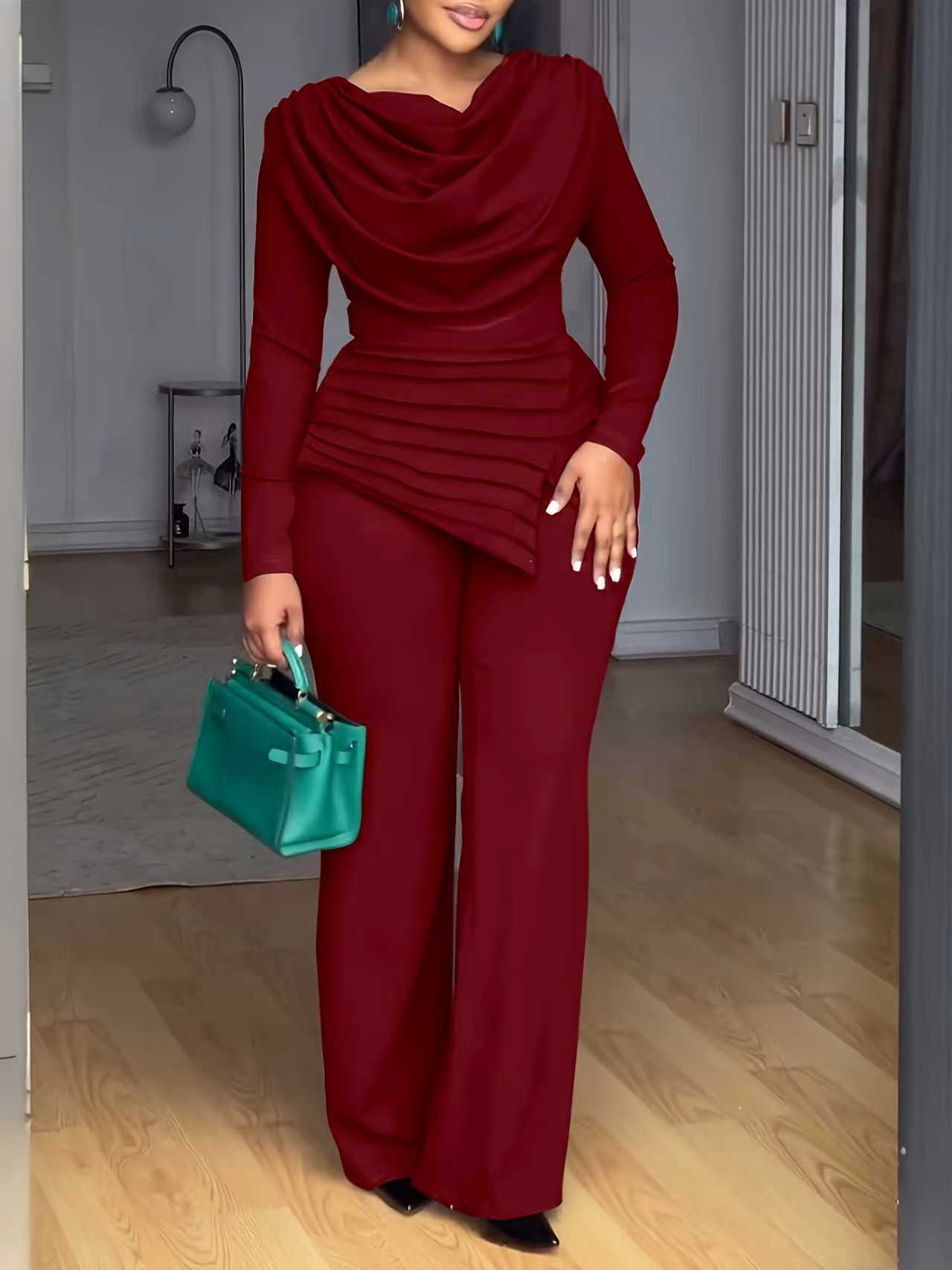 Charming Innovative Autumn Waist Bell-bottom Set Fashion Casual Suit