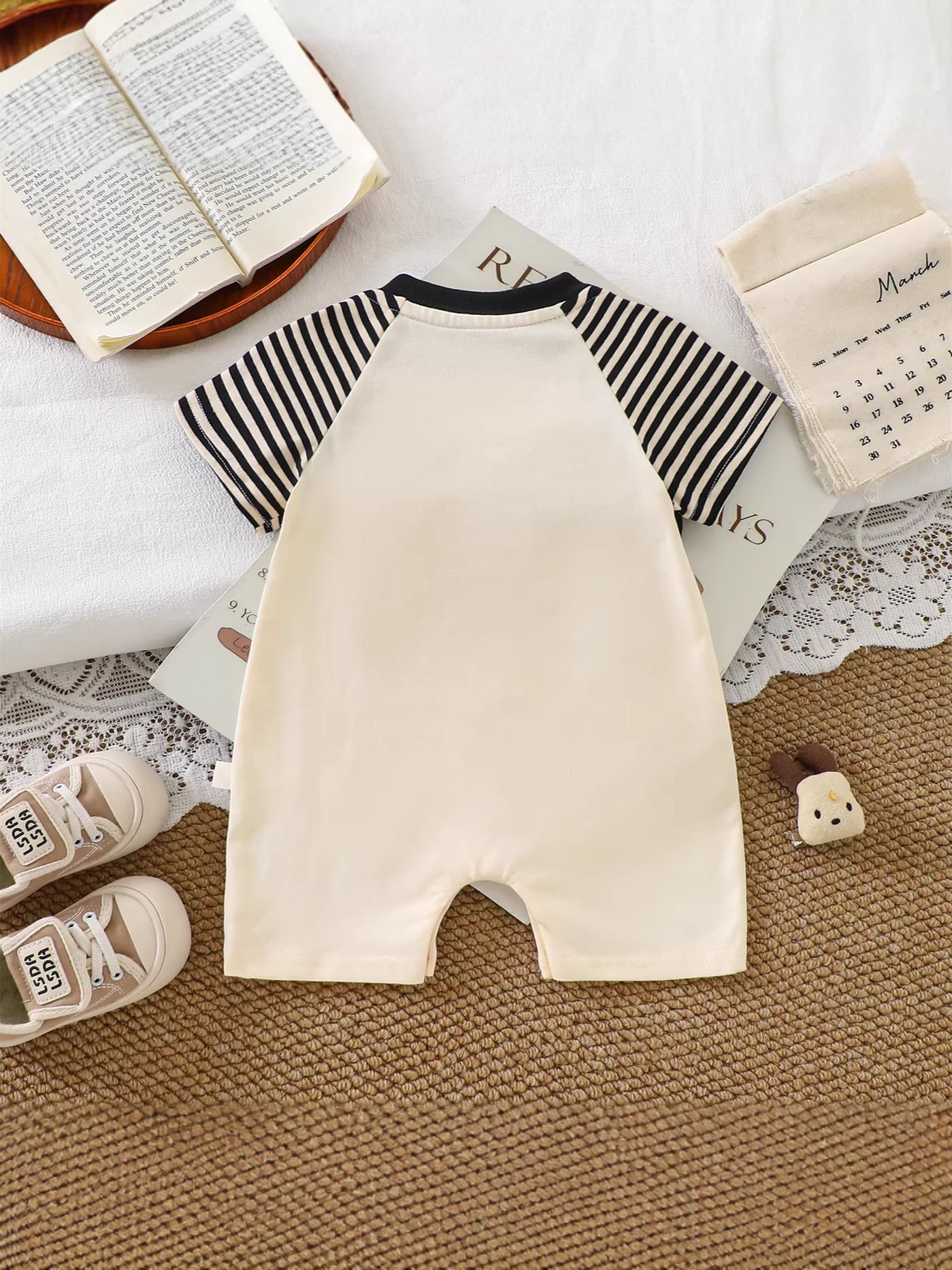 Short-sleeved Rompers Cute Three-dimensional Puppy Pattern Romper Boy Outwear Jumpsuit, Climbing Suit