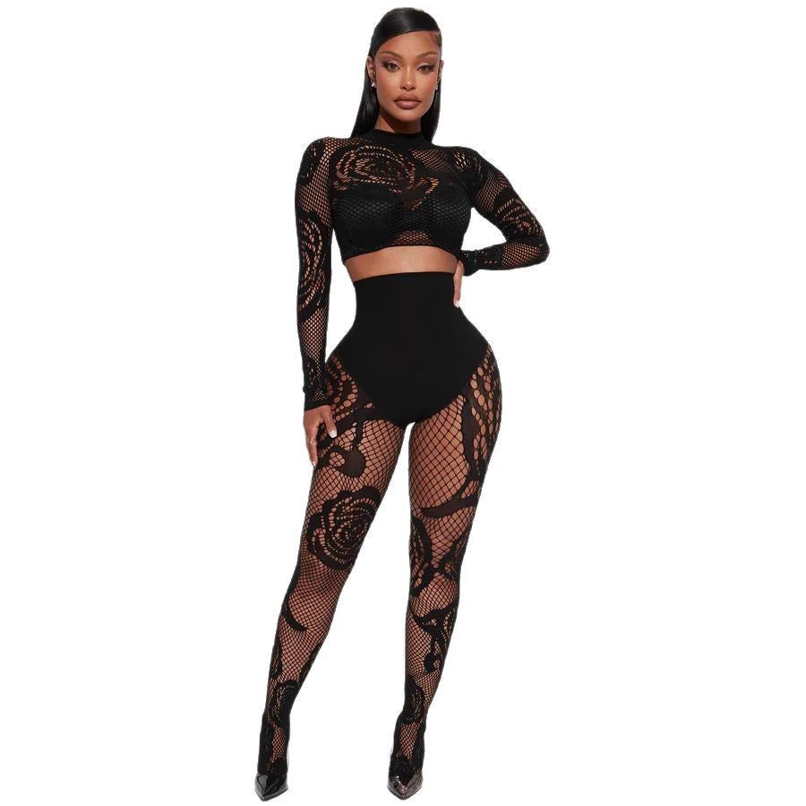 Women's Exposed Navel Body Stocking High Elastic Sexy Slim Fashion Casual Suit