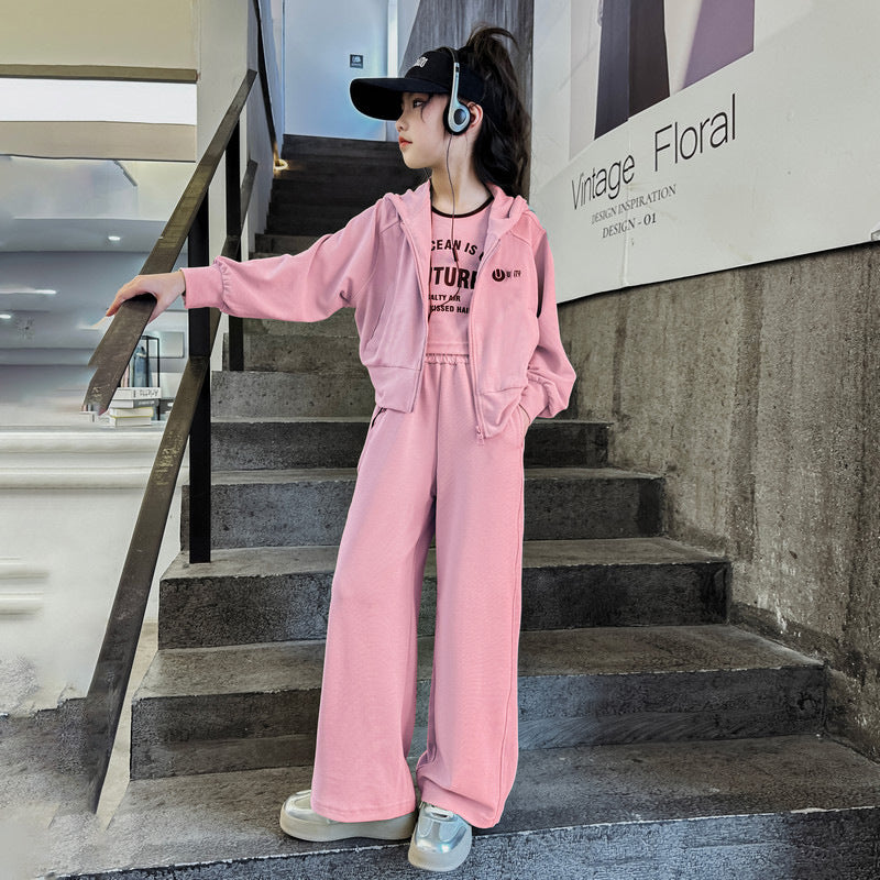 Women's Spring Fashionable Korean Style Teens Coat Sports Children's Suit