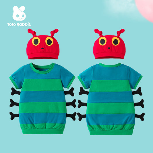 Year Summer Short Sleeve Cartoon Modeling Romper Caterpillar Shape With Children's T-shirt