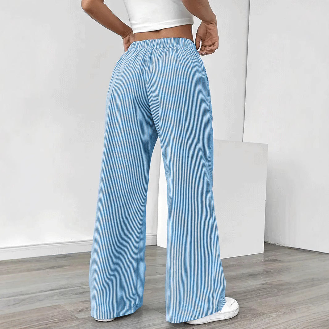Women's Spring Stripes Fashion Loose-fitting Trousers Casual Pants