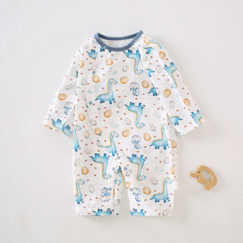 Bamboo Cotton Fiber Air Conditioning Clothes For Babies Class Gauze Jumpsuit, Climbing Suit