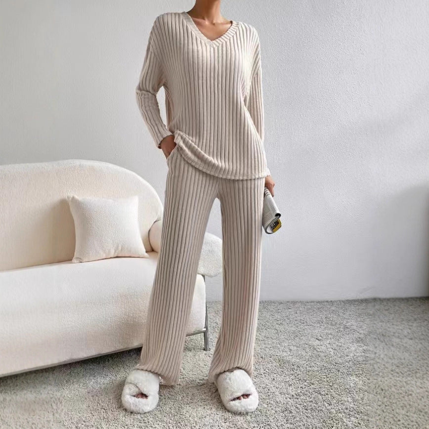 Two-piece Straight Loose Temperament Sunken Stripe Fashion Casual Suit