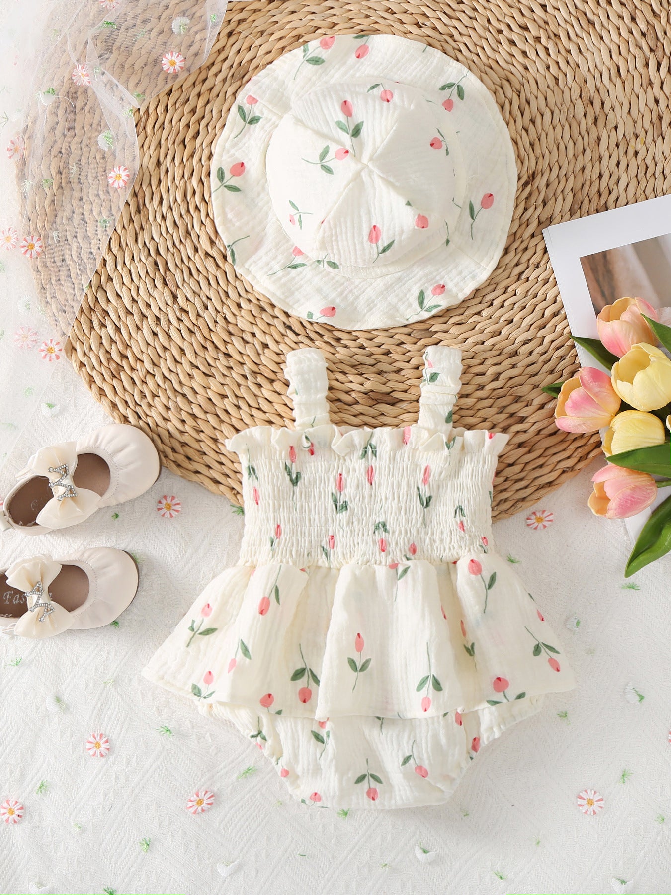 Summer Romper Sweet Floral Sling Sleeveless Cute Triangle Jumpsuit, Climbing Suit