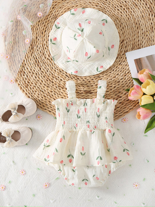 Summer Romper Sweet Floral Sling Sleeveless Cute Triangle Jumpsuit, Climbing Suit