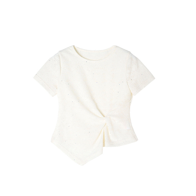 Women's Irregular Hem Design Round Neck Short-sleeved Summer Sweet Children's T-shirt
