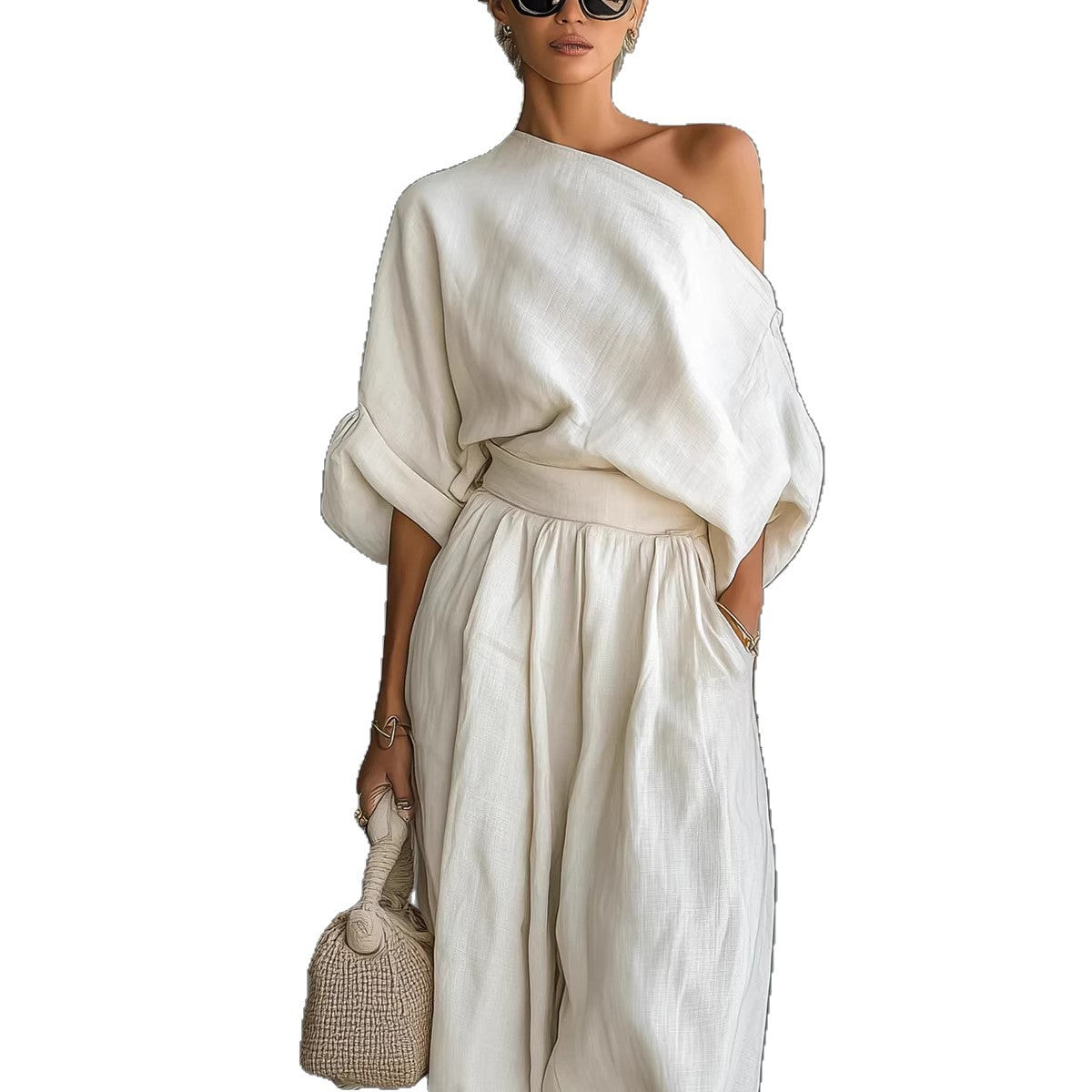 Spring Solid Color Elegant Pocket Versatile Loose Fashion Casual Suit