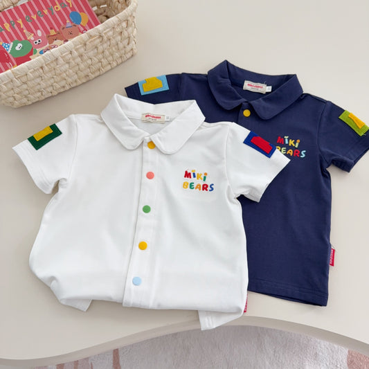 Children's Cotton Base Shirt Tops Summer Inner Wear Cartoon Color Buckle Children's T-shirt