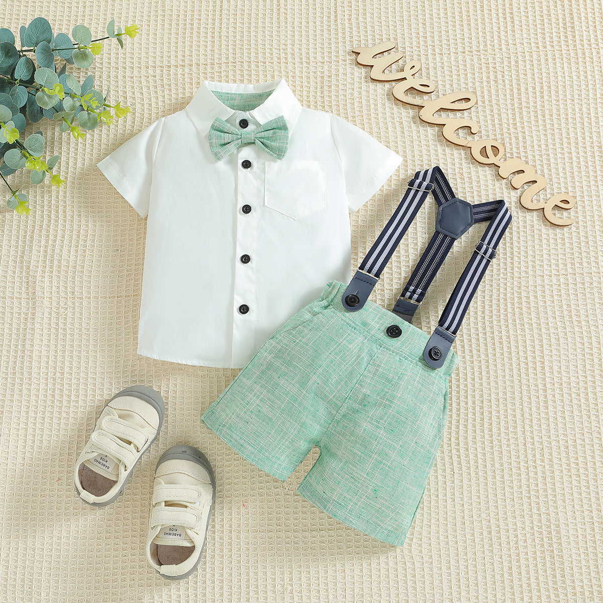 Children's Clothing Handsome Gentleman Polo Collar Top Children's Suit