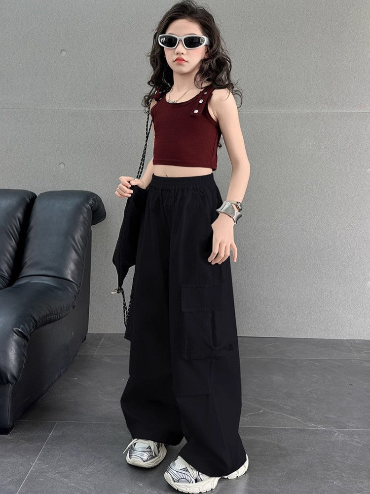 Children's Clothes Outerwear Western Style Washed Cotton Medium Big Casual Trousers Children's Pants