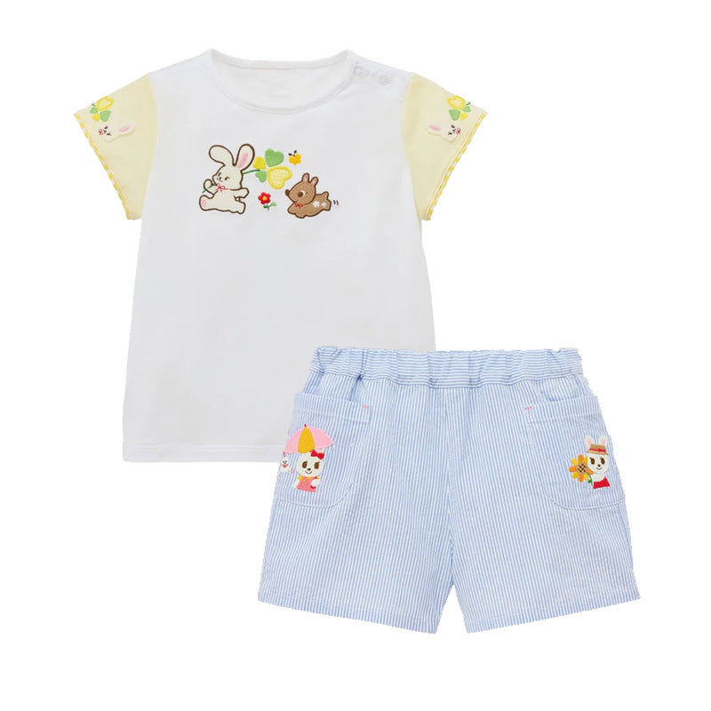 Rabbit Deer Short-sleeved Summer Cartoon Letter Children's T-shirt
