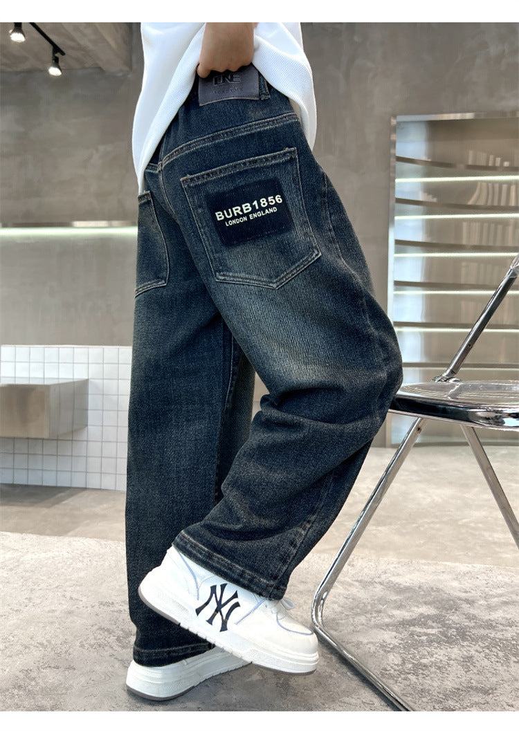 Children's Medium Large Sickle Boys Handsome Loose Children's Pants