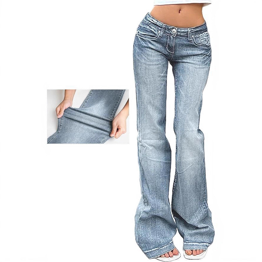 Women's American Retro Hot Low Waist Bell-bottom Slim Slimming Jeans