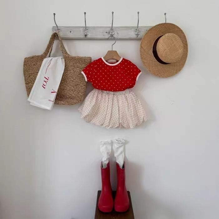 Children's Style Summer Fashion Western Polka Dot Short Sleeve Children's T-shirt