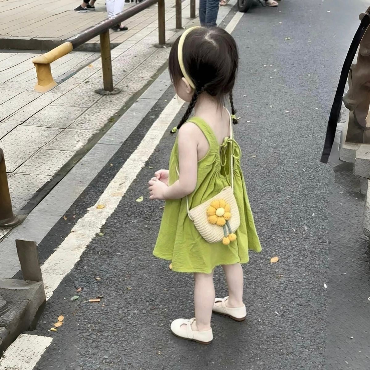 Children's Style Summer Western Fashionable Cotton Vest Fresh Green Children's Dress