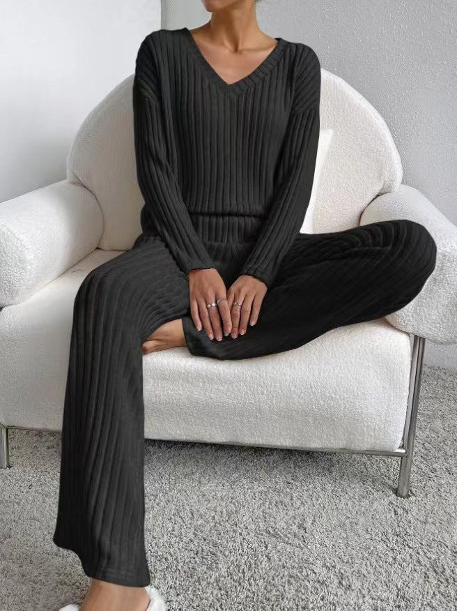 Two-piece Straight Loose Temperament Sunken Stripe Fashion Casual Suit