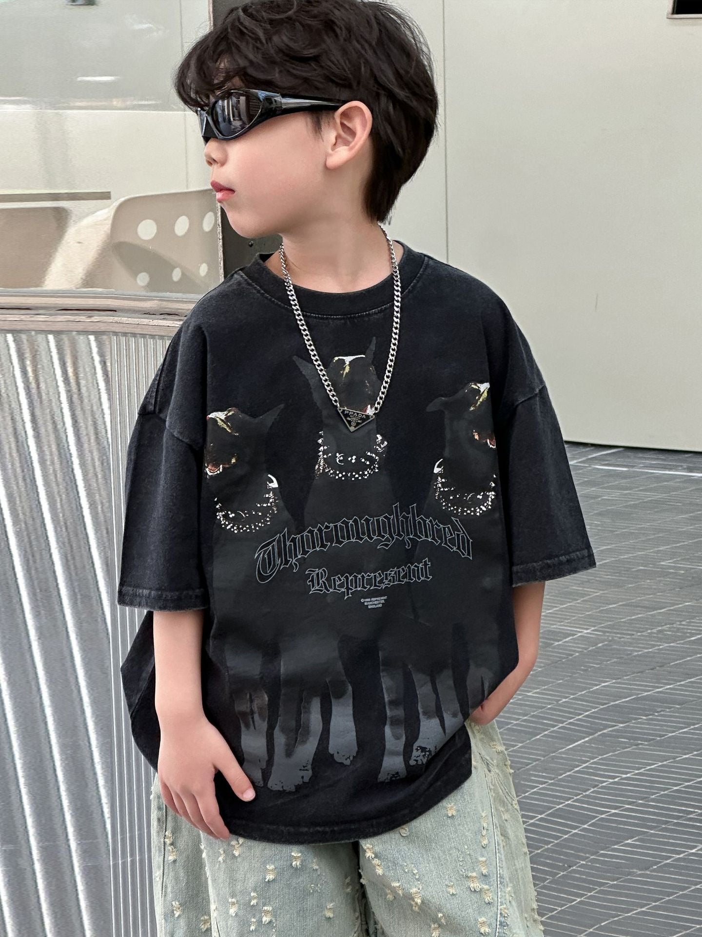Children's Cartoon Solid Color Summer Boys Korean Style Fashionable Top Short Children's T-shirt