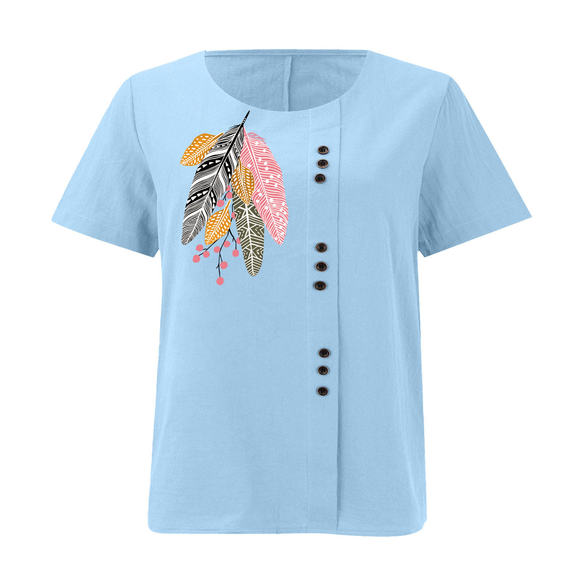 Women's Summer Retro Large Casual Loose Cotton Linen Sleeve Women's T-shirt