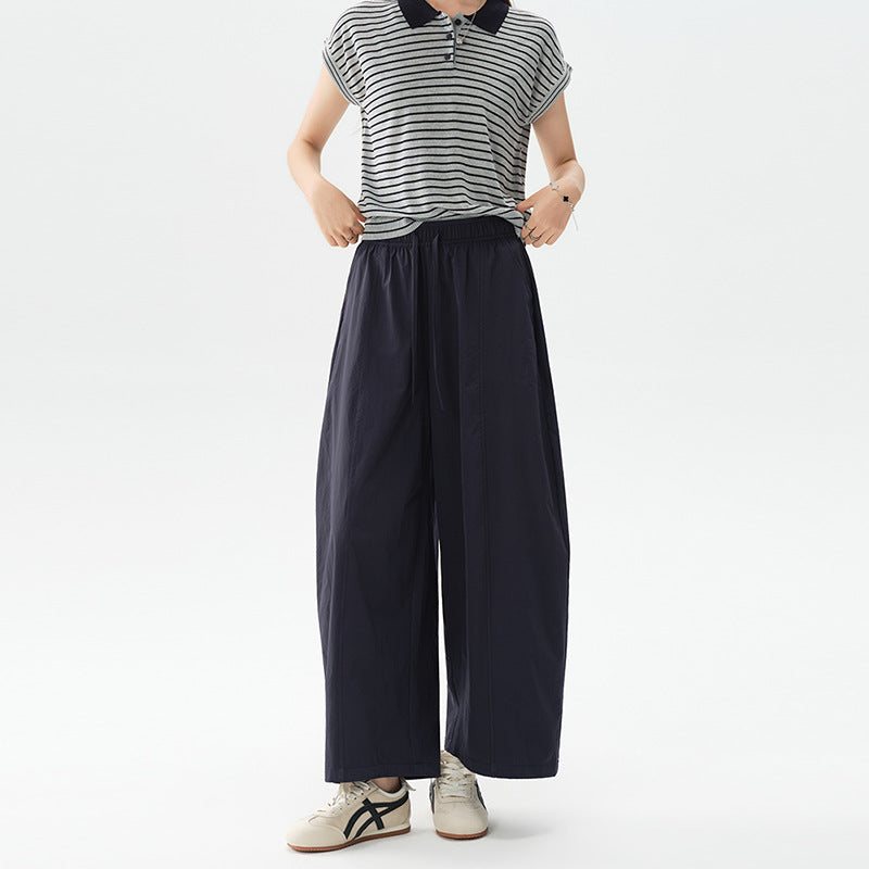Women's Summer Thin Small Cropped Loose Idle Wide Casual Pants