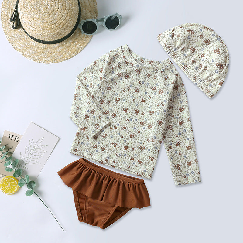 Children's Swimsuit Cute Split Long Sleeve Seaside Vacation Children's Suit