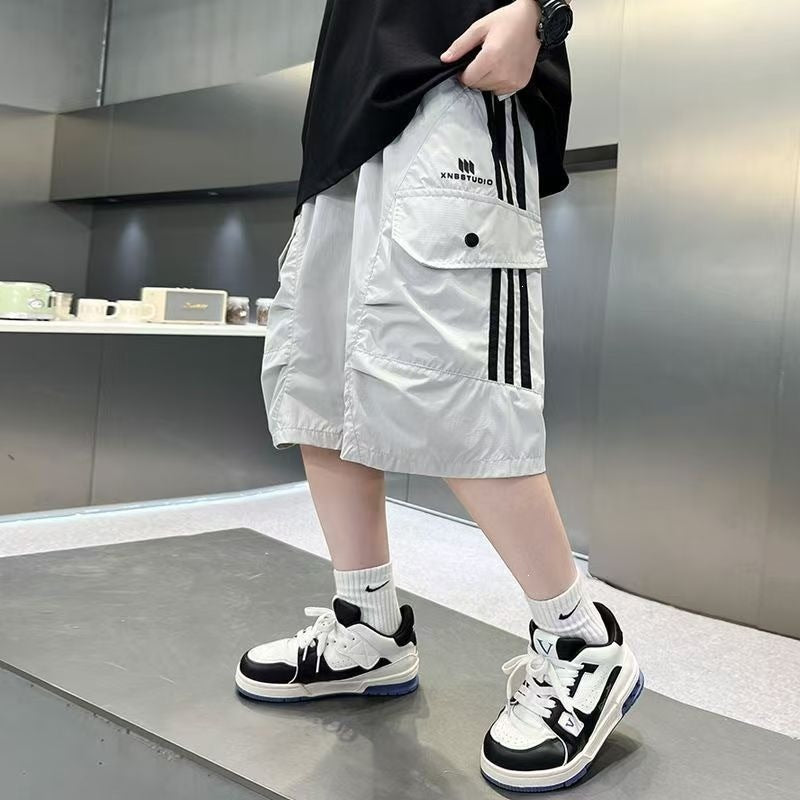 Children's Casual Overalls Summer Medium Large Cropped Children's Pants