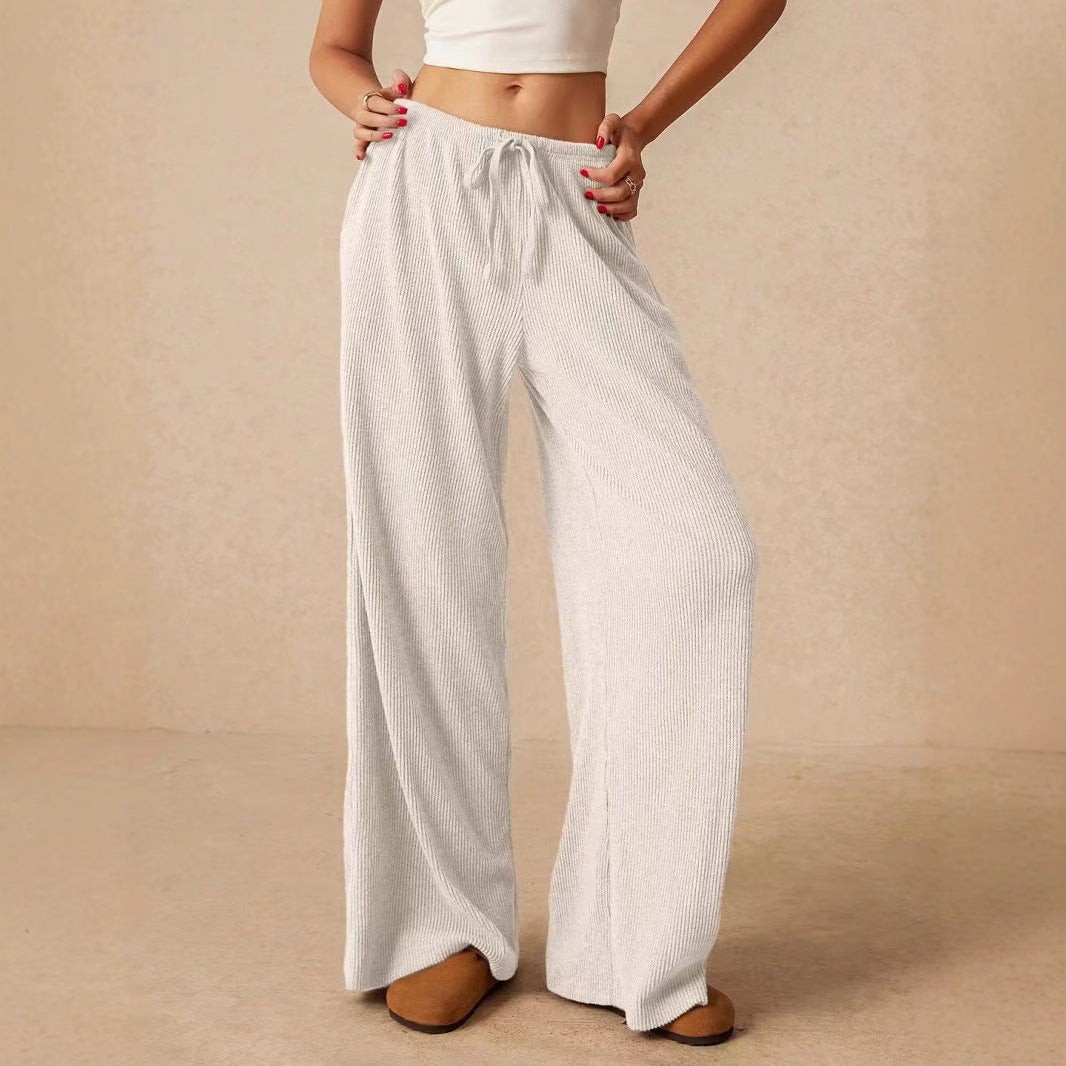 Women's Fashion Elegant Wide Leg Trousers Elastic Casual Pants