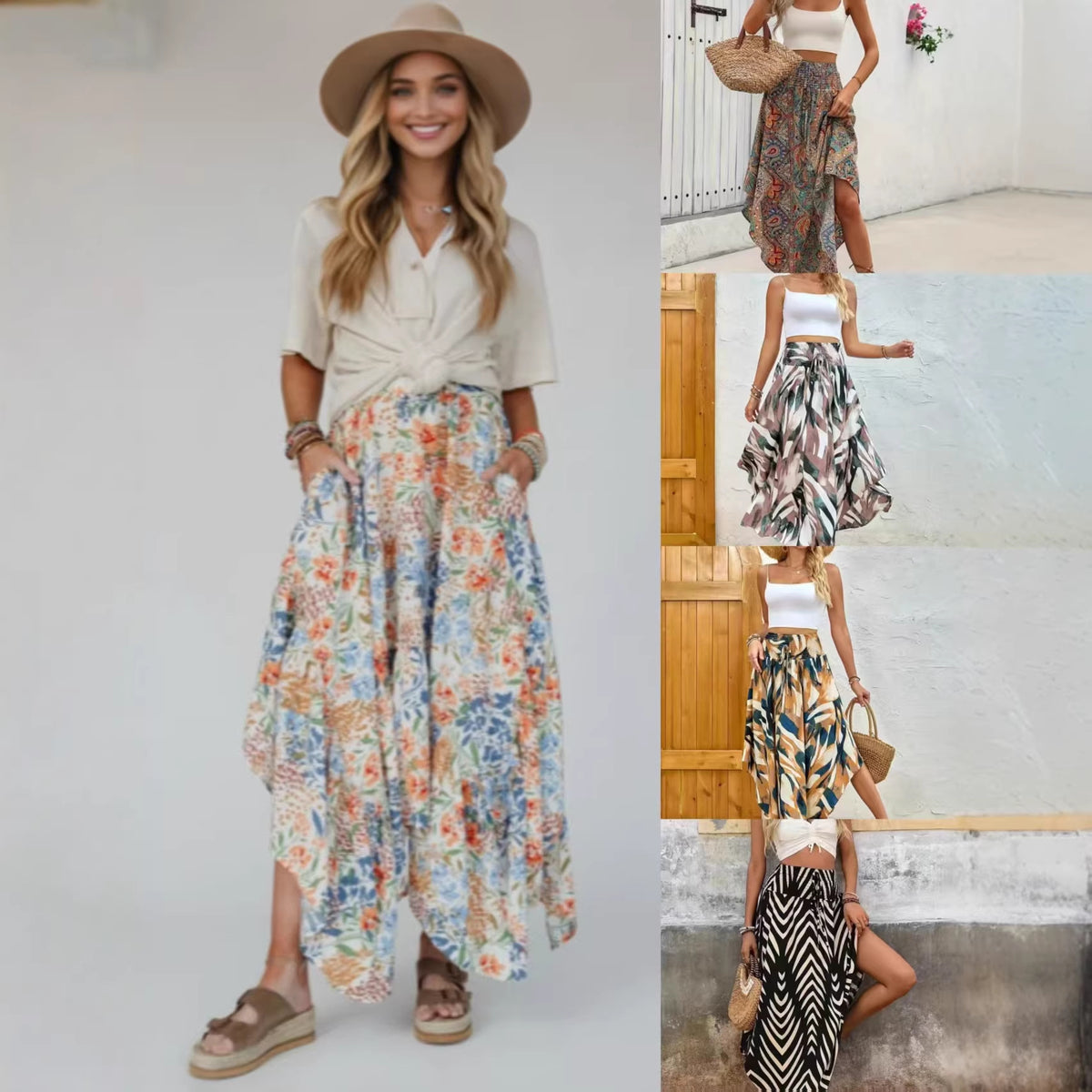 Bohemian National Style Personality Printed A- Line Skirt