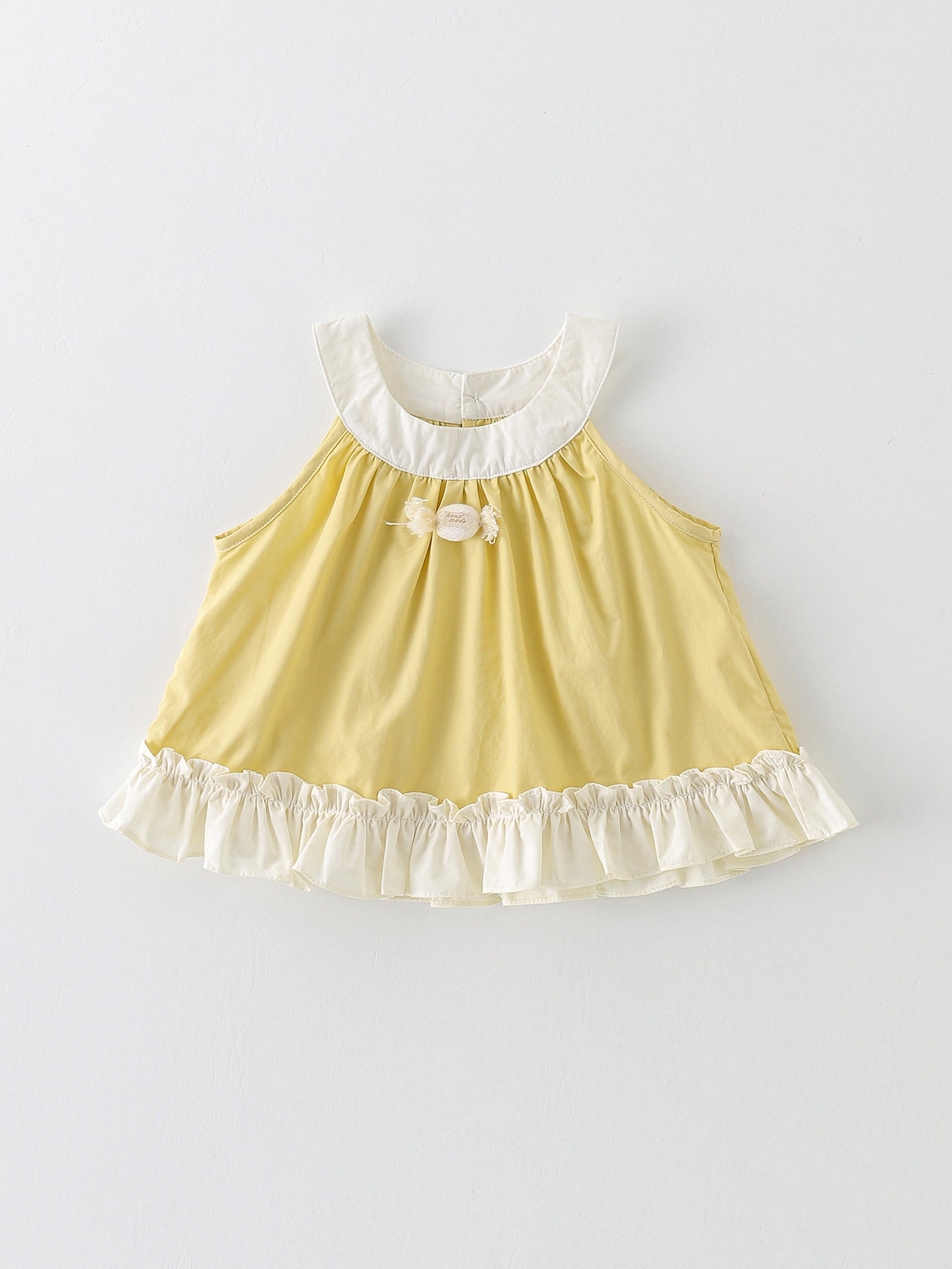 Children's Super Cute Short-sleeved Halter Top Two-piece Yellow Children's Suit