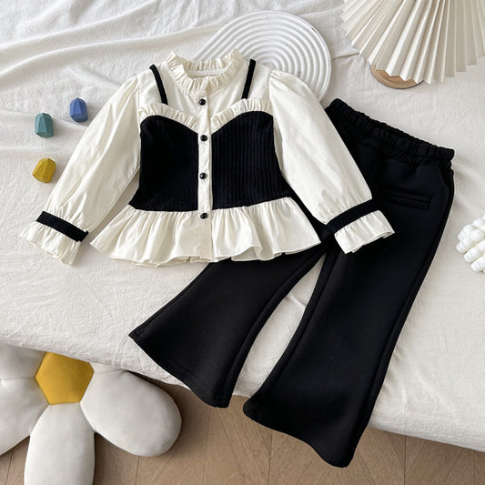 Children's Fashion Spring Clothing Elegant Thousand Gold Classic Shirt Children's Suit