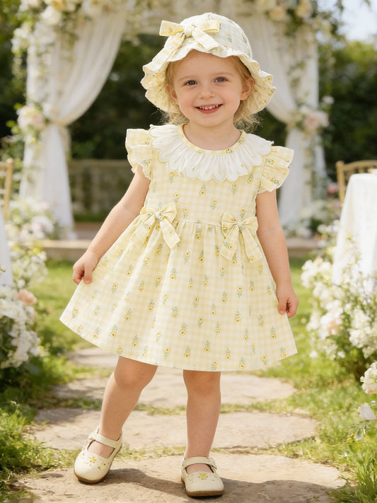Children's Clothing Summer Skirt Lace Collar Sunflower Bow Children's Dress