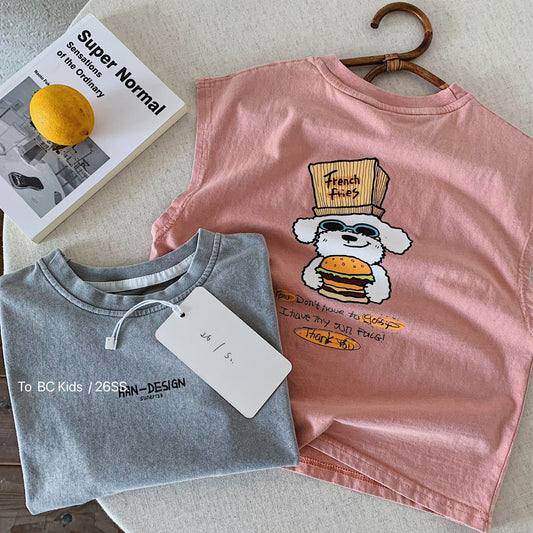 Children's Sleeveless Summer Korean Style Boys Cartoon Children's T-shirt