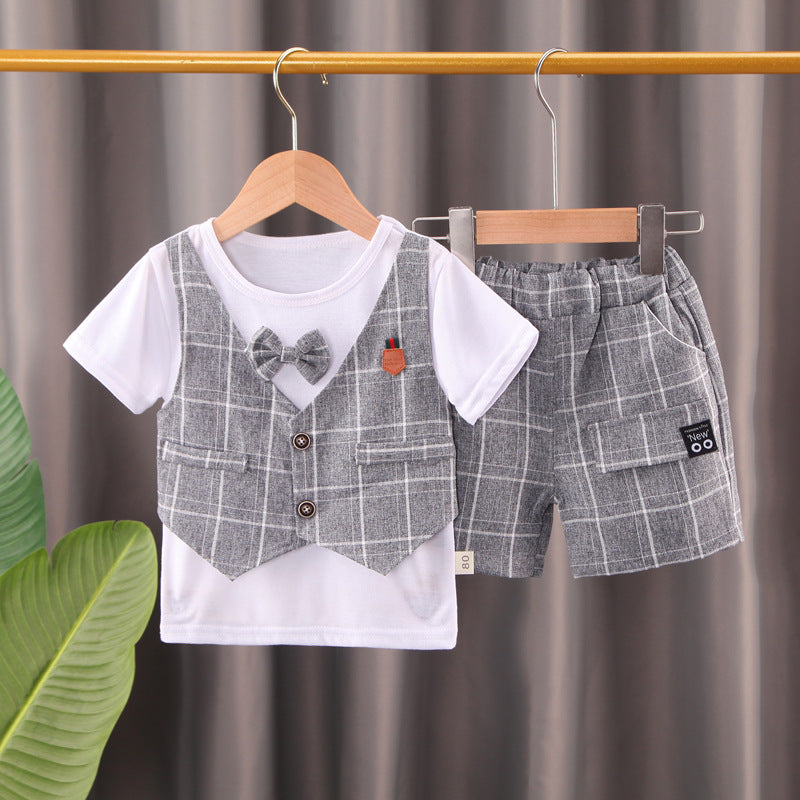 Children's Summer Short Sleeve Korean Style Fashion Dress Handsome Casual Children's Suit
